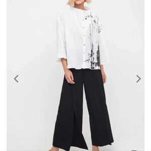 Ozai N Ku Linen Blend Split Front Flare Pants Size XS